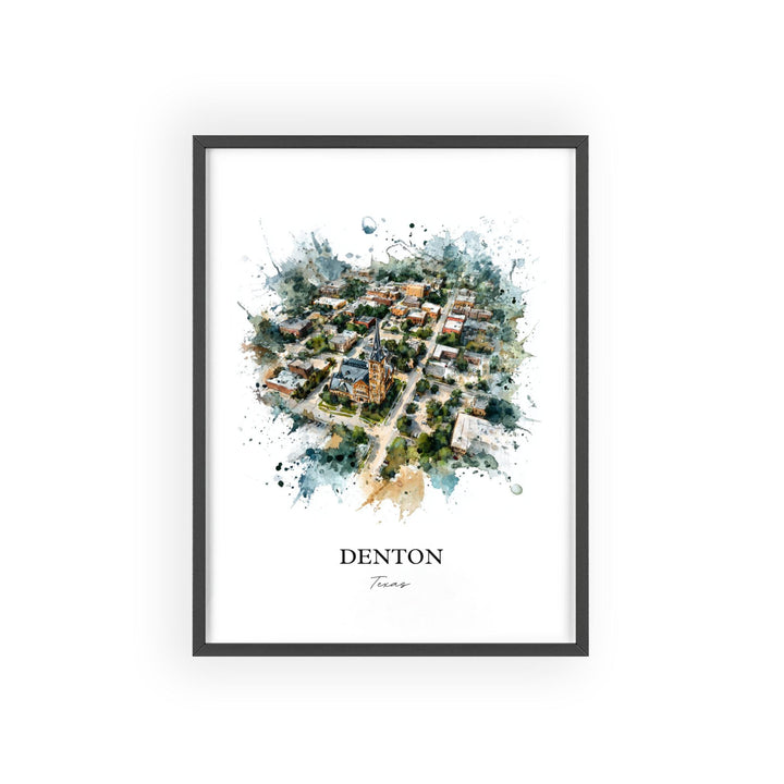 Denton, Texas – Watercolor Art Print