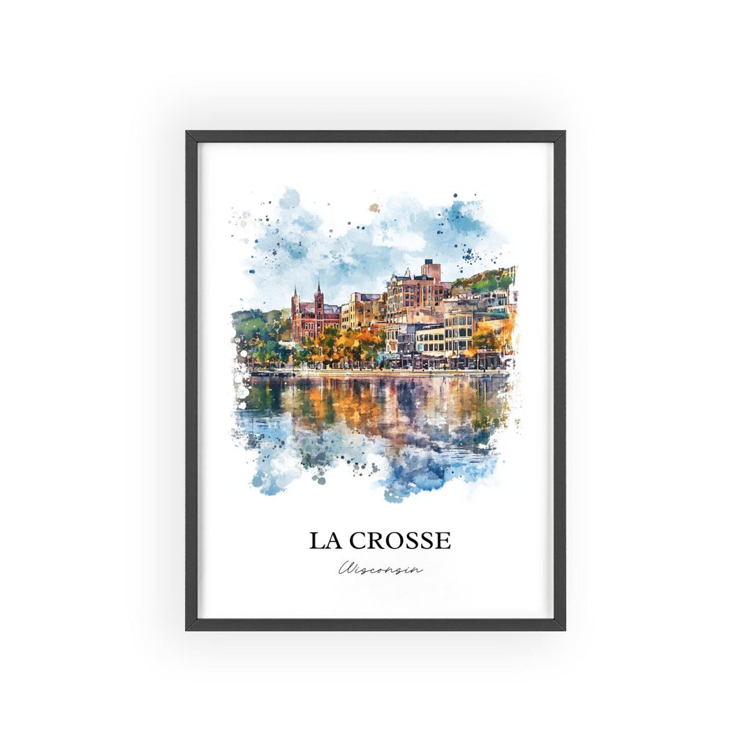 La Crosse WI Wall Art, La Crosse WI Print, Wisconsin Watercolor Art, La Crosse Gift, Travel Print, Travel Poster, Housewarming Gift