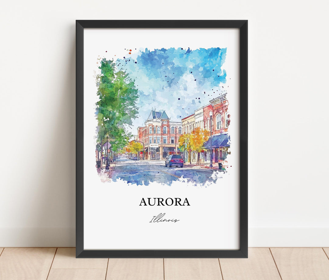 Aurora, Illinois, Illinois – Watercolor Art Print