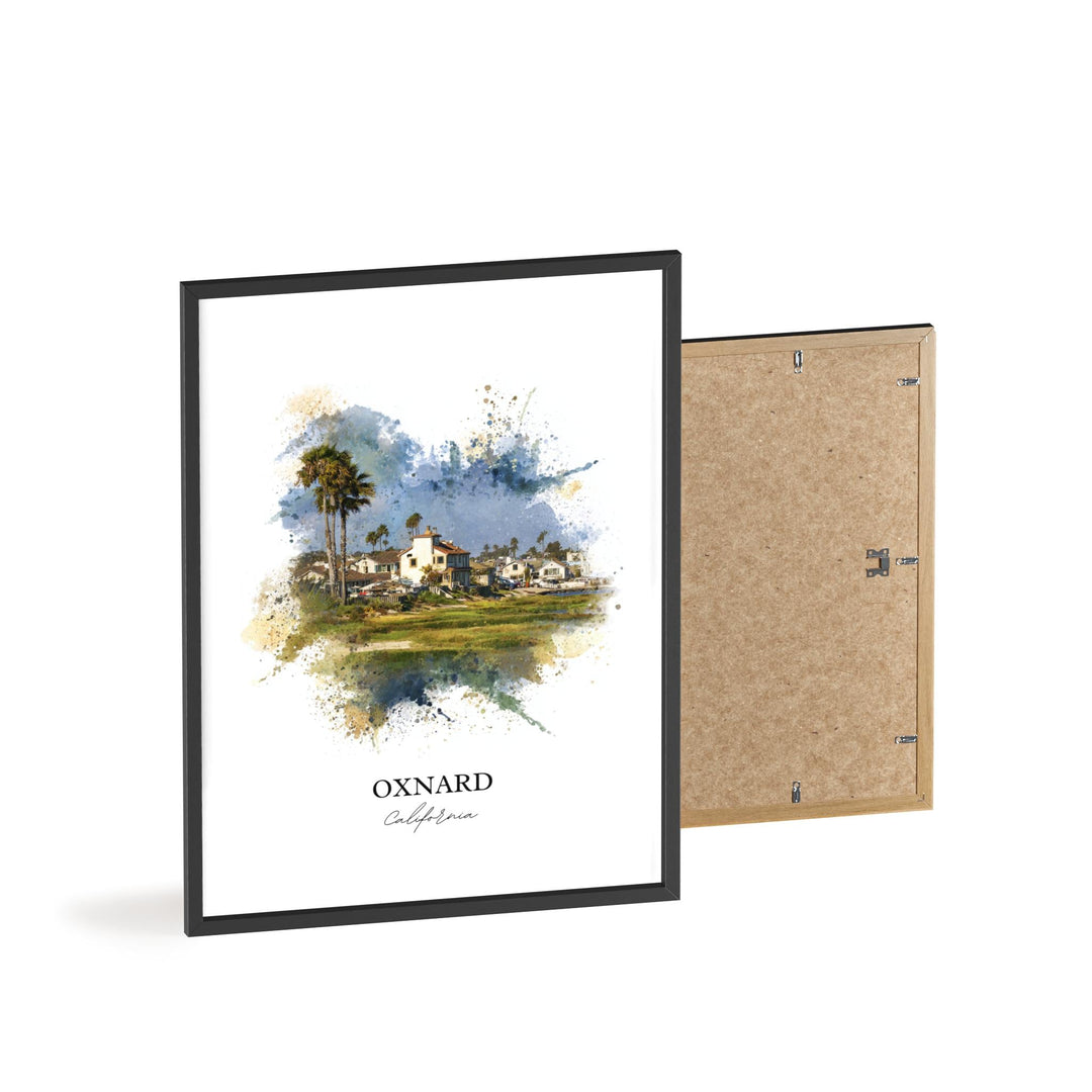 Oxnard CA Wall Art, Oxnard Print, Oxnard Watercolor Art, Oxnard California Gift, Travel Print, Travel Poster, Housewarming Gift