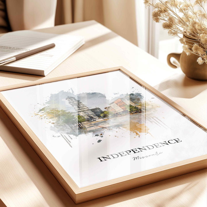 Independence, Missouri Wall Art, Missouri Print, Missouri Watercolor Art, Independence MO Gift, Travel Print, Travel Poster, Housewarming Gift