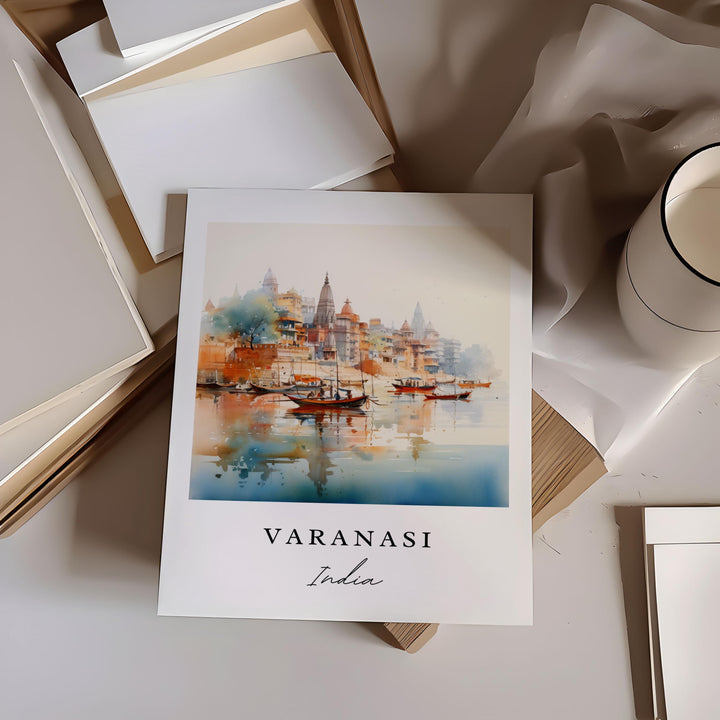 Varanasi India wall art - India, Varanasi poster, Varanasi Wedding gift, Varanasi Birthday present, Custom Text, Personalised Gift