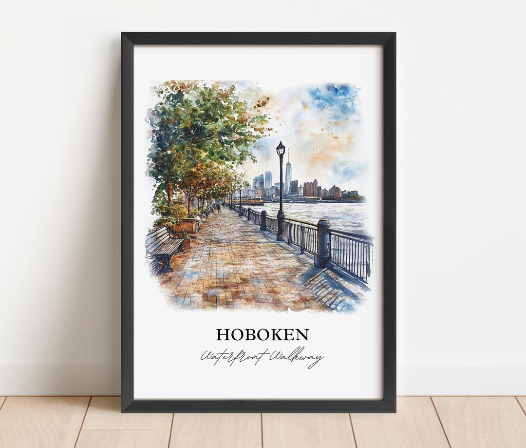 Hoboken NJ Wall Art, Hoboken Print, North Jersey Watercolor Art, Hoboken Gift, Travel Print, Travel Poster, Housewarming Gift