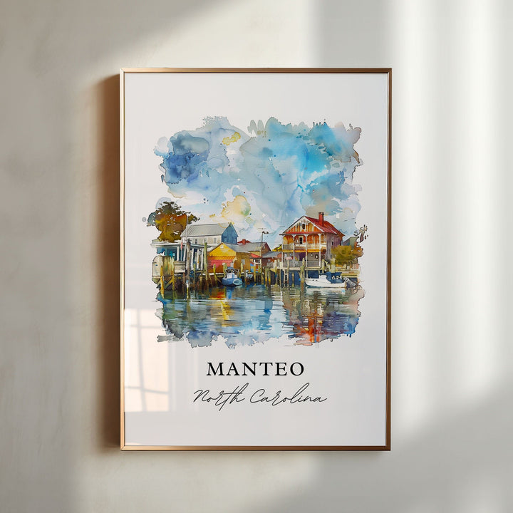 Manteo NC Wall Art, Manteo Print, Manteo Watercolor, Manteo North Carolina Gift,