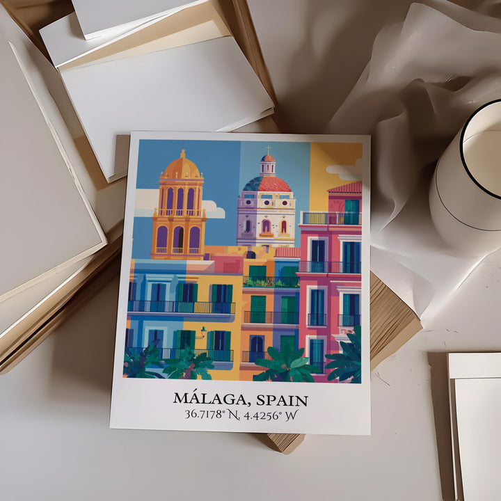 Málaga Spain Art, Málaga Retro Travel Art, Málaga Spain Home Decor, Spain Gift, Spain Travel Art, Travel Prints, Housewarming Gift