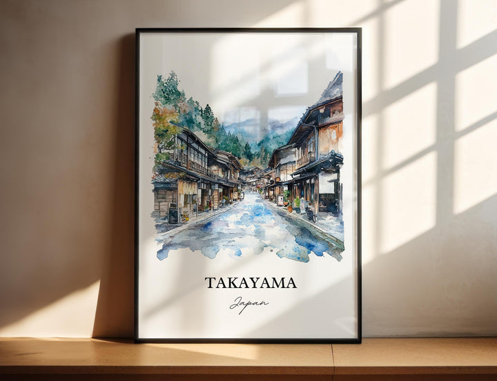 Takayama Wall Art, Takayama Japan Print, Gifu Prefecture Watercolor Art, Takayama Gift, Travel Print, Travel Poster, Housewarming Gift