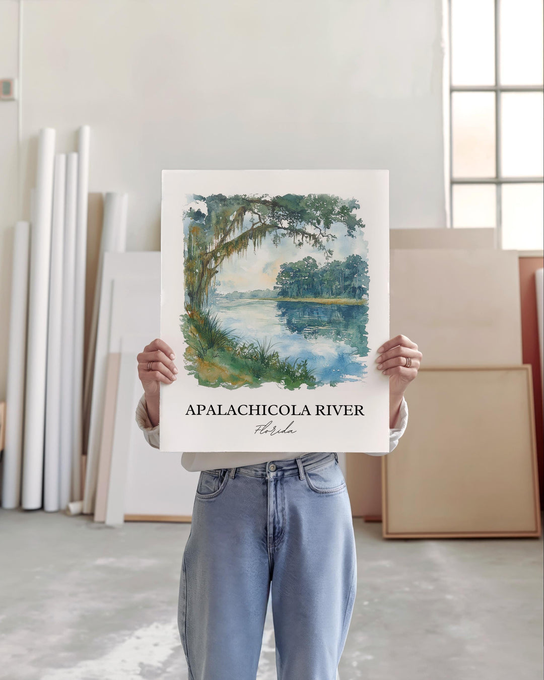 Apalachicola River Wall Art, Apalachicola Print, Florida Watercolor, Apalachicola River Gift, Travel Print, Travel Poster, Housewarming Gift