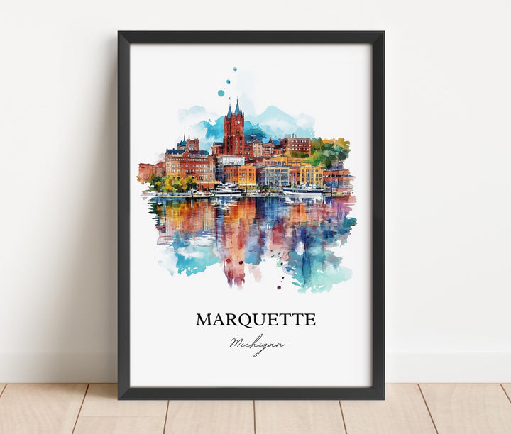 Marquette, Michigan, USA – Watercolor Art Print