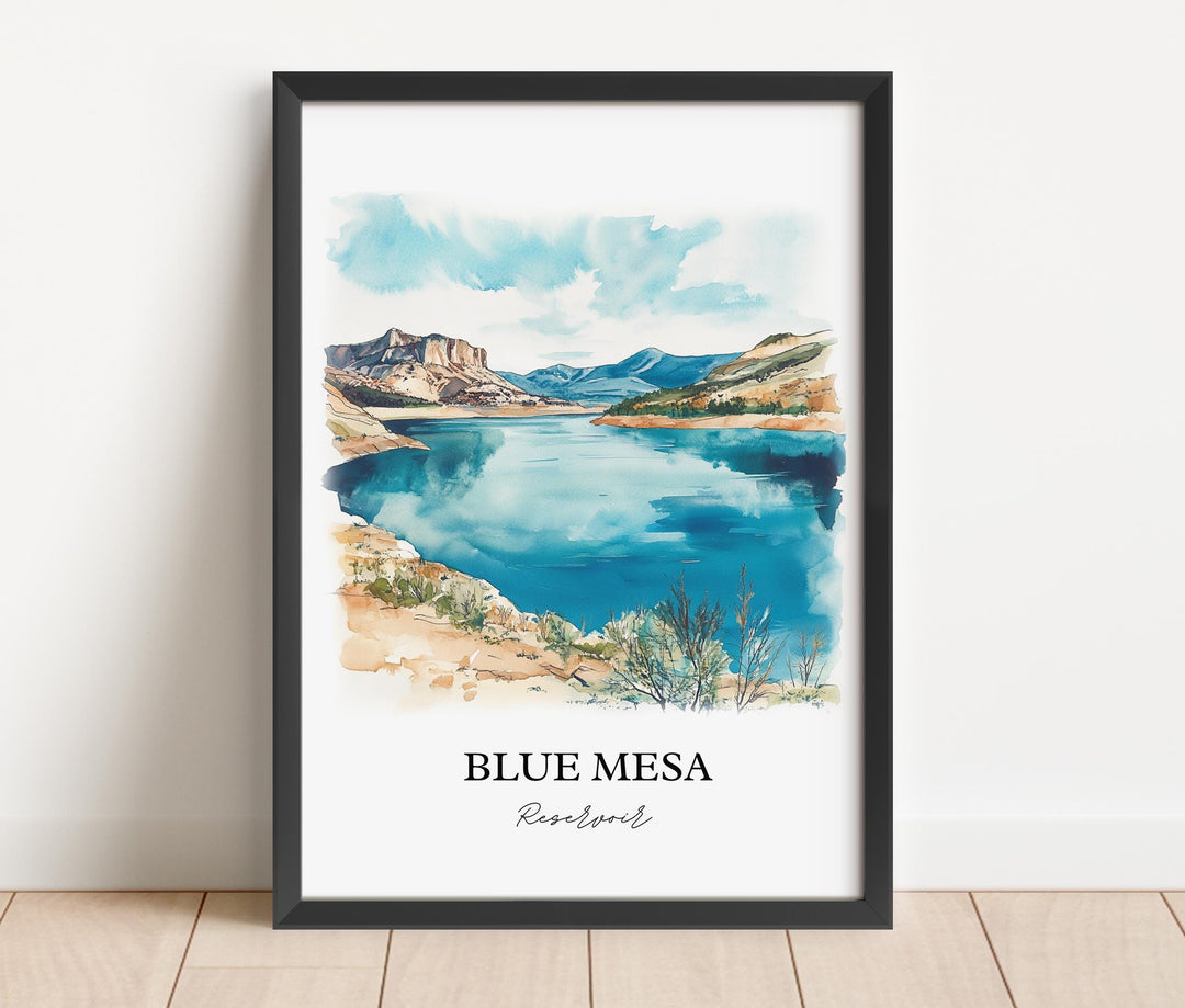 Blue Mesa Reservoir Art, Gunnison Print, Colorado Watercolor Art, Blue Mesa Reservoir Gift, Travel Print, Travel Poster, Housewarming Gift