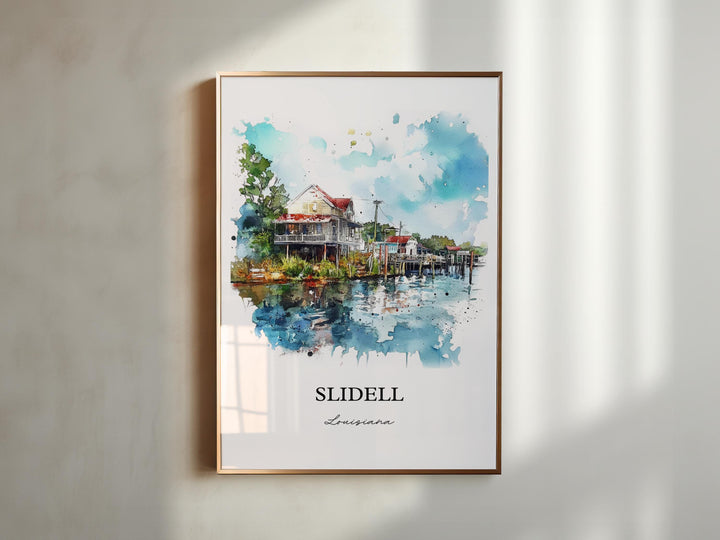 Slidell Louisiana Wall Art, Lake Pontchartrain Print, Louisiana Watercolor Art, Slidell Gift, Travel Print, Travel Poster, Housewarming Gift
