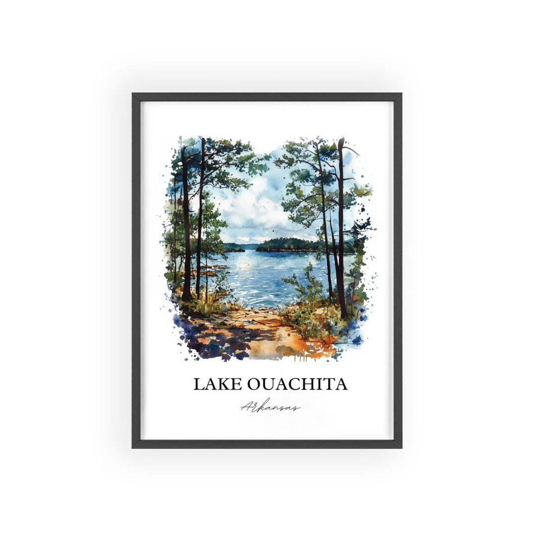 Lake Ouachita Wall Art, Ouachita Forest Print, Arkansas Watercolor Art, Lake Ouachita Gift, Travel Print, Travel Poster, Housewarming Gift