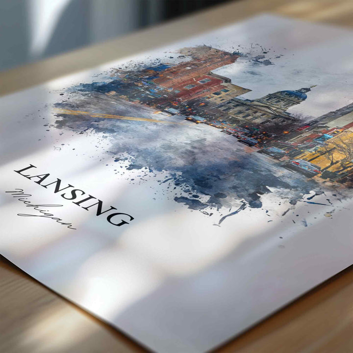 Lansing, Michigan – Watercolor Art Print