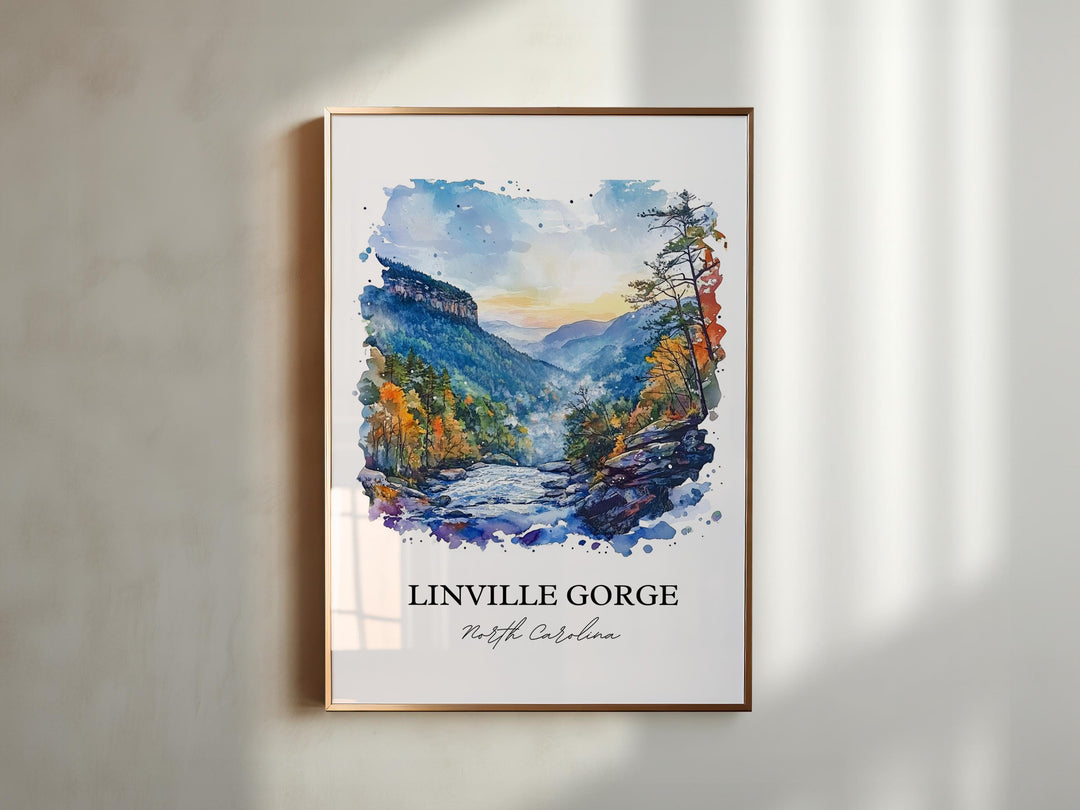 Linville Gorge, North Carolina, USA – Watercolor Art Print