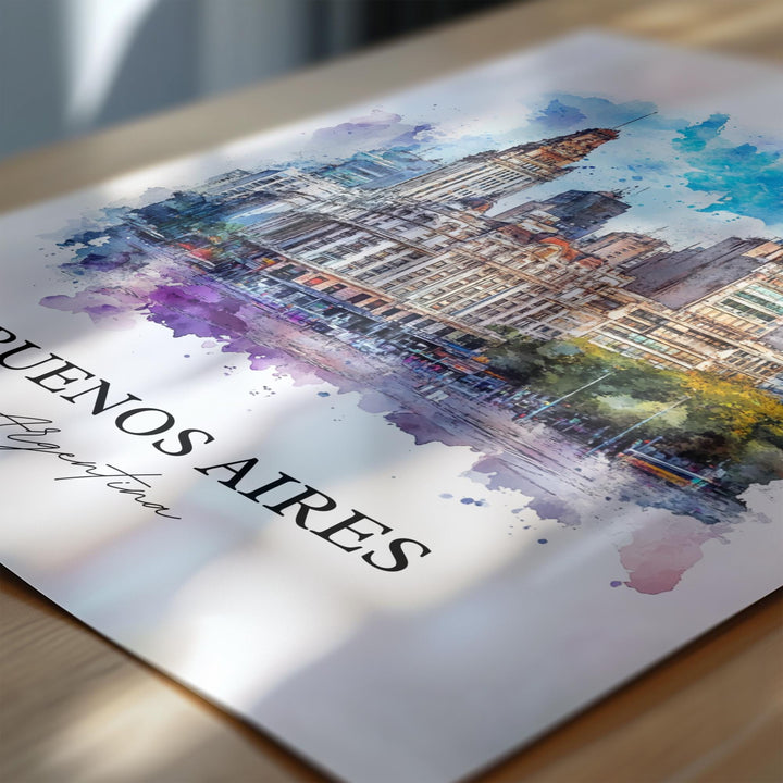 Buenos Aires Wall Art, Buenos Aires Print, Argentina Watercolor Art, Buenos Aires Gift, Travel Print, Travel Poster, Housewarming Gift