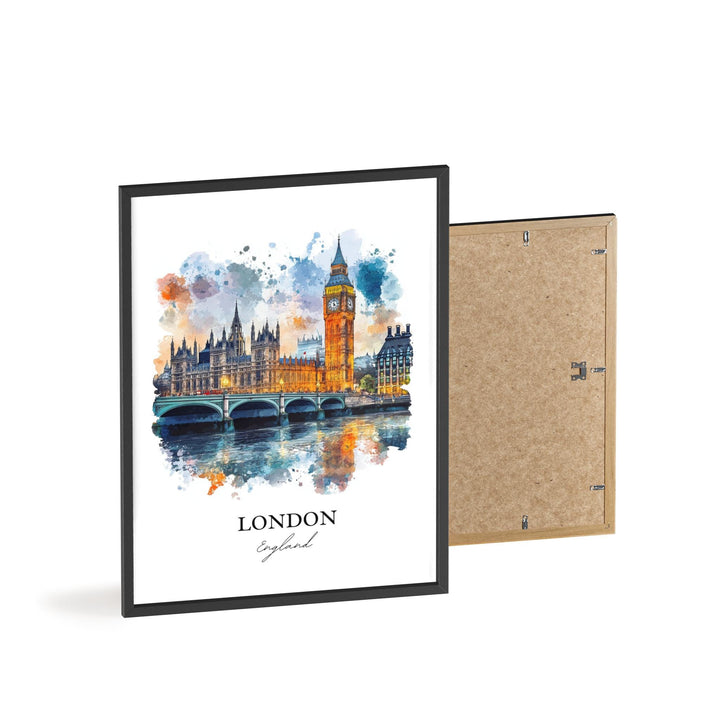London Wall Art, Big Ben Print, England Watercolor Art, London UK Gift, Travel Print, Travel Poster, Housewarming Gift