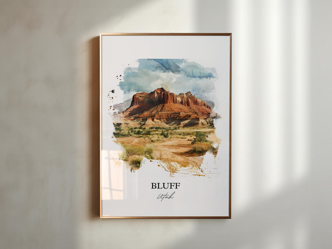 Bluff Utah Wall Art, San Juan County Print, Utah Watercolor Art, Bluff Utah Gift, Travel Print, Travel Poster, Housewarming Gift