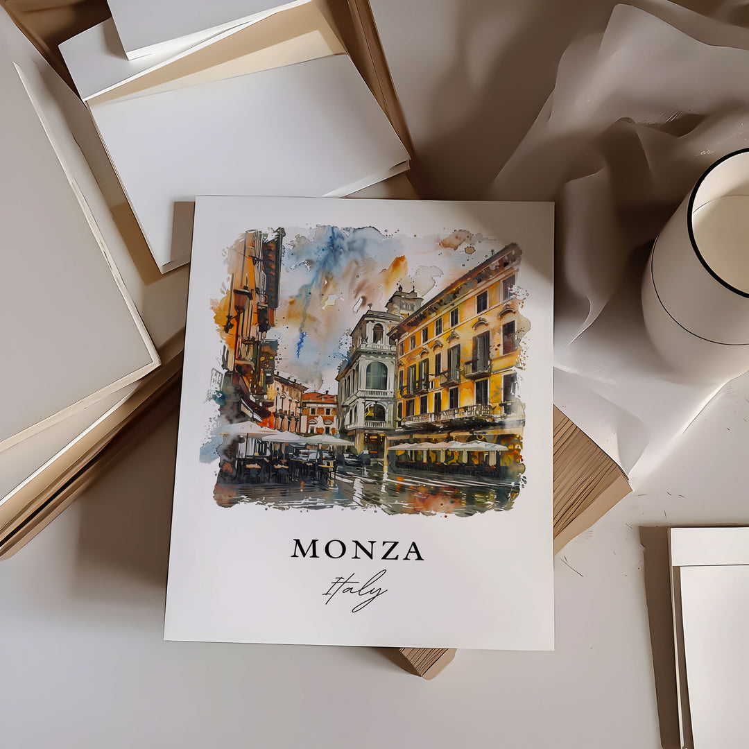 Monza Italy Wall Art, Monza Print, Milan Watercolor Art, Monza Italia Gift,