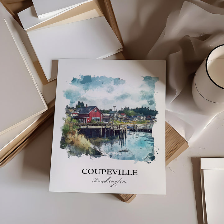 Coupeville WA Wall Art, Coupeville Print, Whidbey Island Artwork, Coupeville Washington Gift, Travel Print, Travel Poster, Housewarming Gift