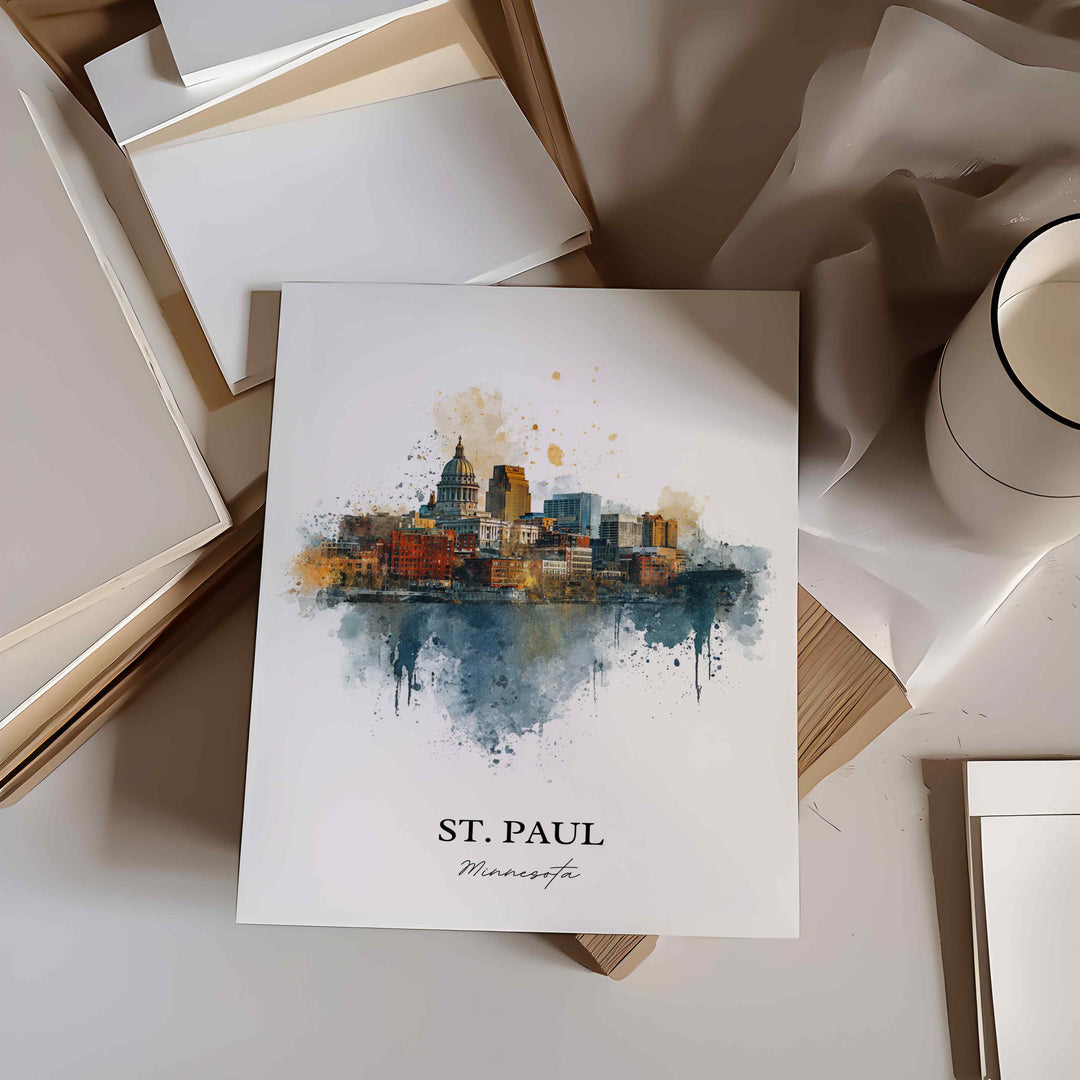 St. Paul MN Wall Art, St Paul Print, Minnesota Watercolor Art, Twin Cities Gift, Travel Print, Travel Poster, Housewarming Gift