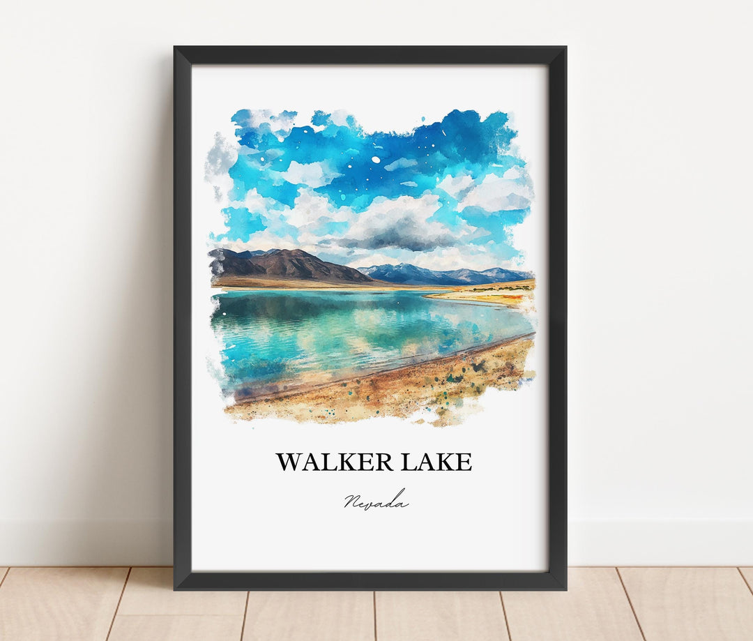 Walker Lake NV Wall Art, Mineral County Print, Reno NV Watercolor Art, Walker Lake Gift, Travel Print, Travel Poster, Housewarming Gift