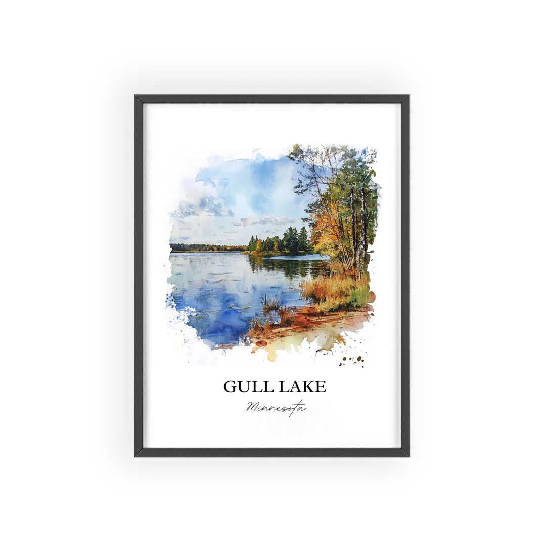 Gull Lake MN Wall Art, Cass County Print, Minnesota Watercolor Art, Gull Lake MN Gift, Travel Print, Travel Poster, Housewarming Gift