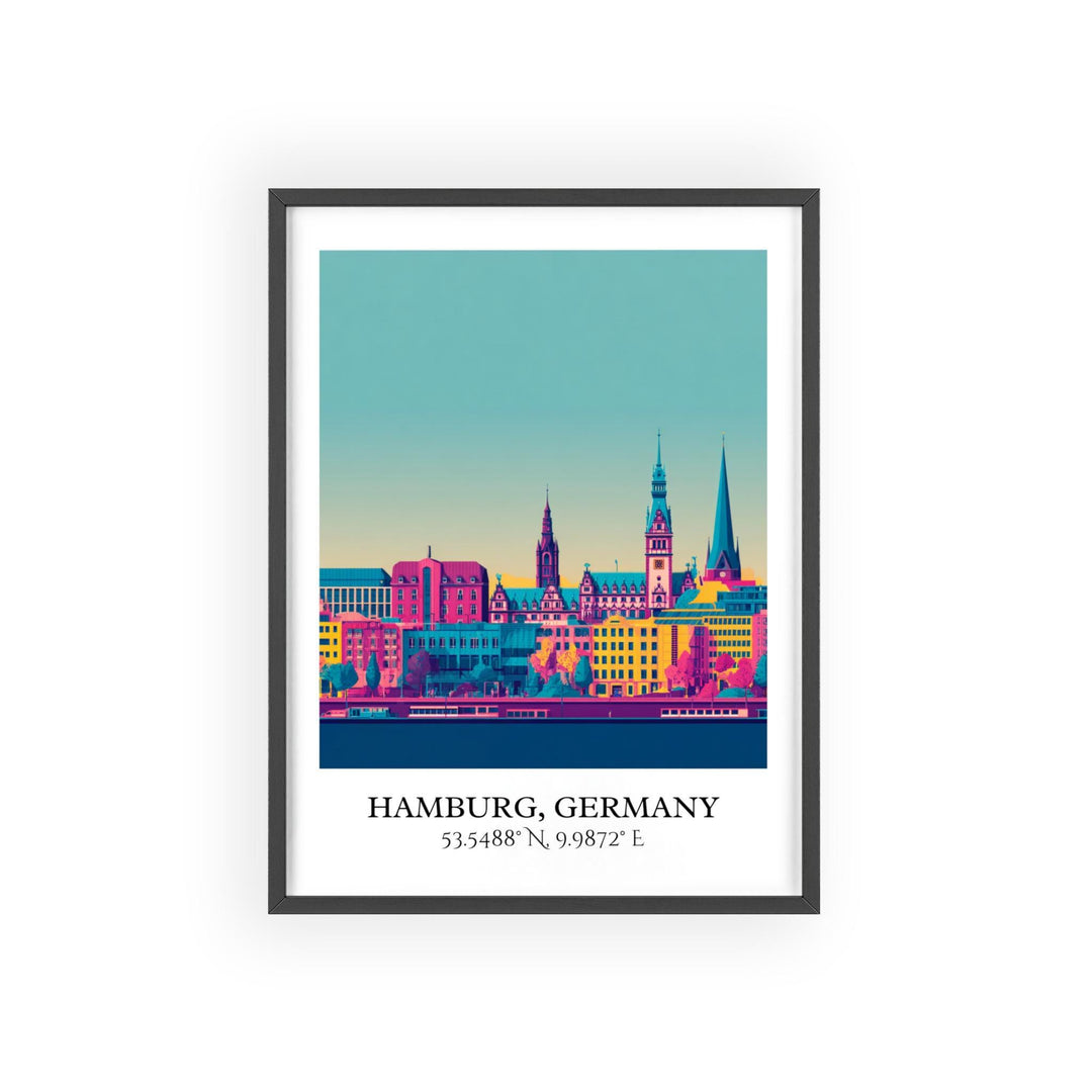Hamburg Germany Art, Hamburg Retro Travel Art, Germany Home Decor, Germany Gift, Germany Travel Art, Travel Prints, Housewarming Gift