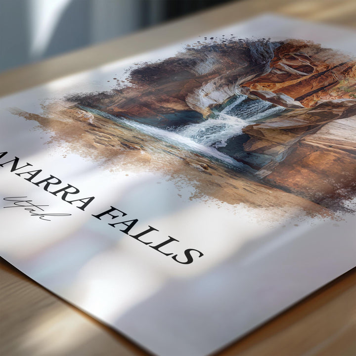 Kanarra Falls Wall Art, Kanarra Falls Print, Utah Watercolor Art, Kanarra Falls Gift, Travel Print, Travel Poster, Housewarming Gift