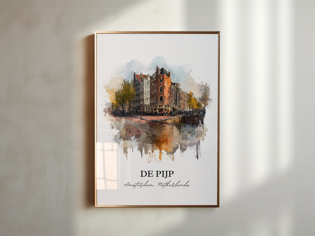 De Pijp Wall Art, Amsterdam Print, Amsterdam Watercolor Art, Amsterdam NLD Gift, Netherlands Travel Print, Travel Poster, Housewarming Gift