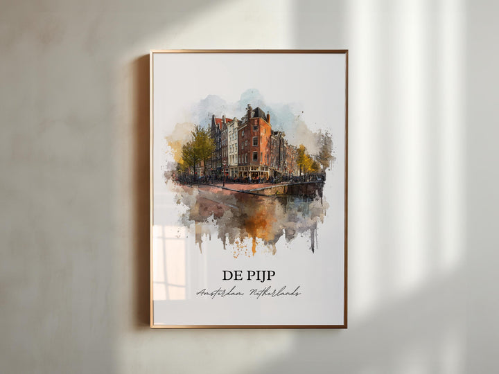 De Pijp Wall Art, Amsterdam Print, Amsterdam Watercolor Art, Amsterdam NLD Gift, Netherlands Travel Print, Travel Poster, Housewarming Gift
