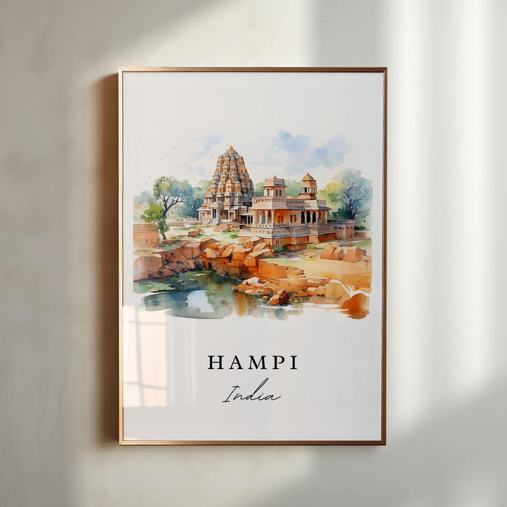 Hampi India wall art - India, Hampi poster print, Hampi Wedding gift, Birthday present, Karnataka Print, Vijayanagara District Gift