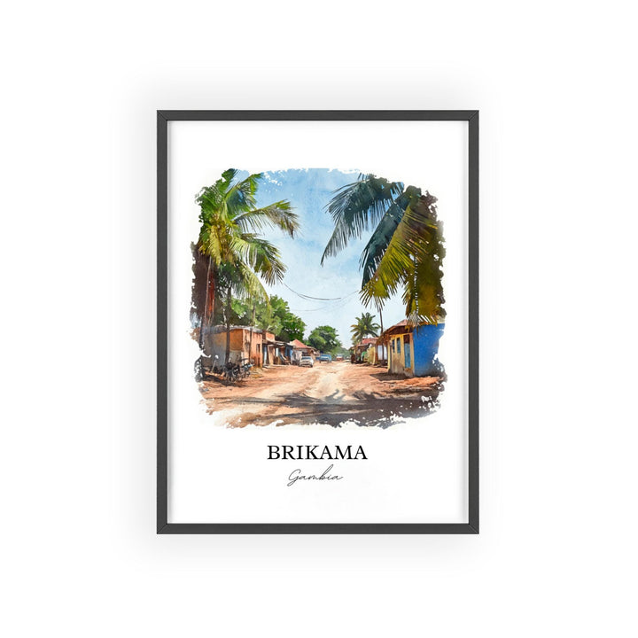 Brikama Wall Art, Gambia Print, Gambia Watercolor Art, Brikama Gambia Gift, Travel Print, Travel Poster, Housewarming Gift