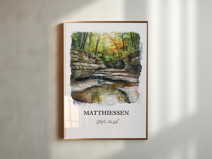 Matthiessen State Park Art, Matthiessen Print, Oglesby Watercolor Art, LaSalle County Gift, Travel Print, Travel Poster, Housewarming Gift