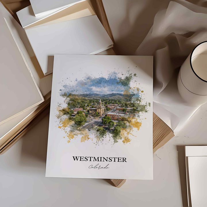Westminster CO Wall Art, Colorado Print, Colorado Watercolor Art, Westminster CO Gift, Travel Print, Travel Poster, Housewarming Gift