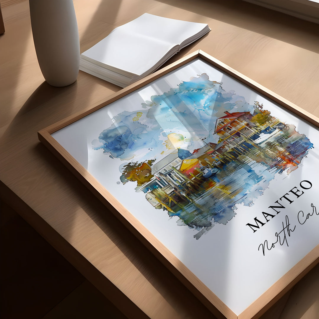 Manteo NC Wall Art, Manteo Print, Manteo Watercolor, Manteo North Carolina Gift,