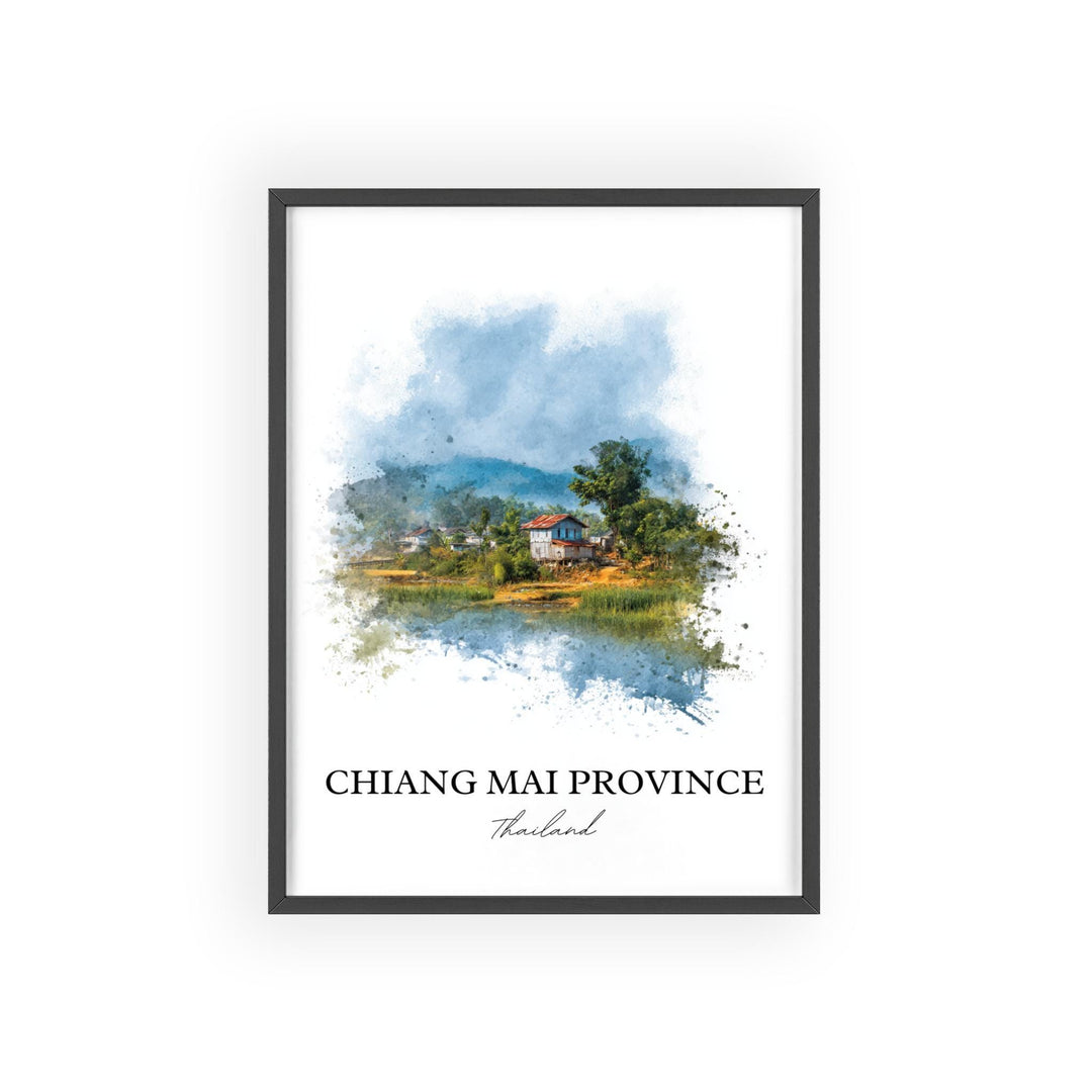 Chiang Mai Wall Art, Chiang Mai Province Print, Thailand Watercolor Art, Chiang Mai Gift, Travel Print, Travel Poster, Housewarming Gift