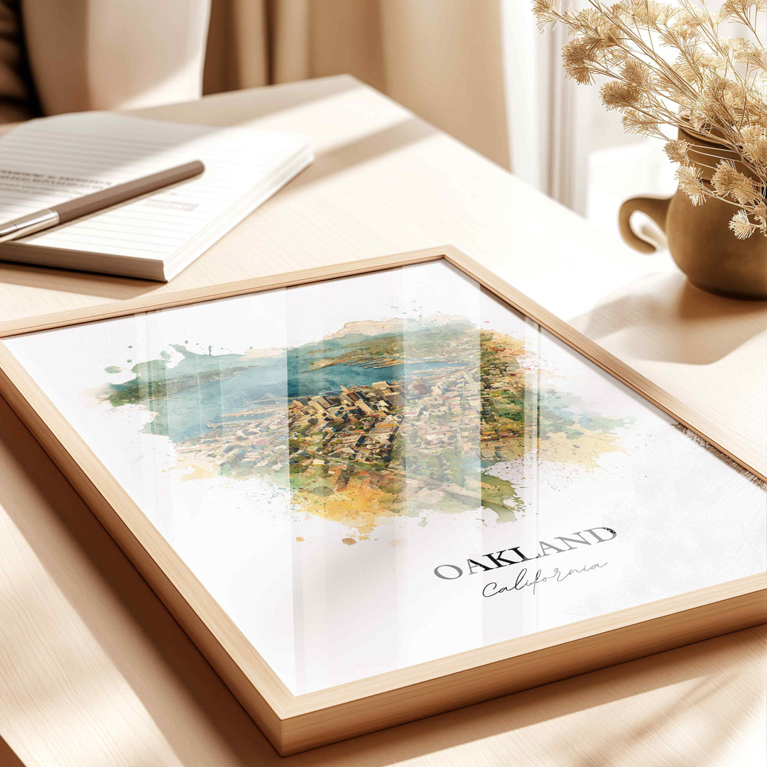 Oakland, California Wall Art, Oakland Print, California Watercolor Art, Bay Area California Gift, Travel Print, Travel Poster, Housewarming Gift