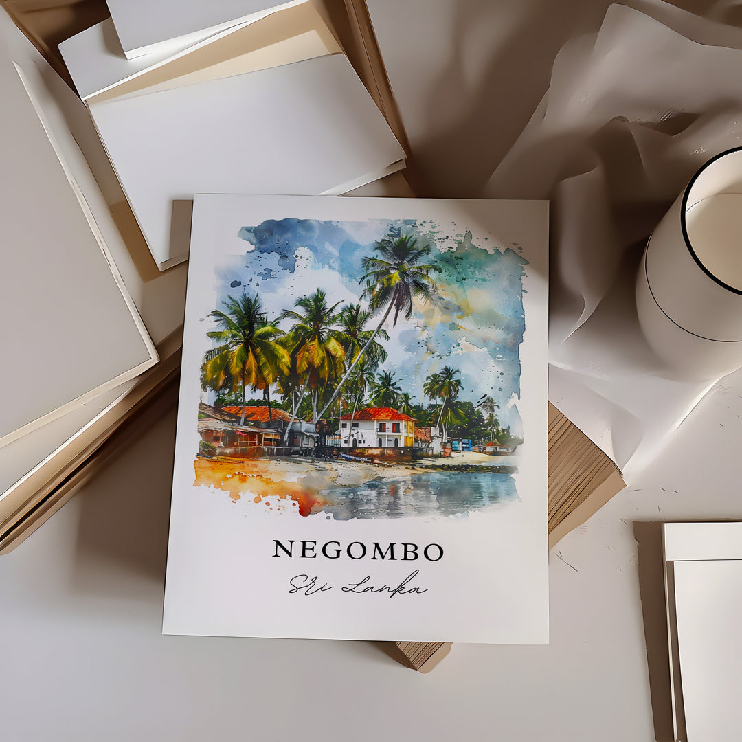 Negombo Wall Art, Negombo Sri Lanka Print, Negombo Watercolor, Sri Lanka Gift, Travel Poster, Housewarming Gift