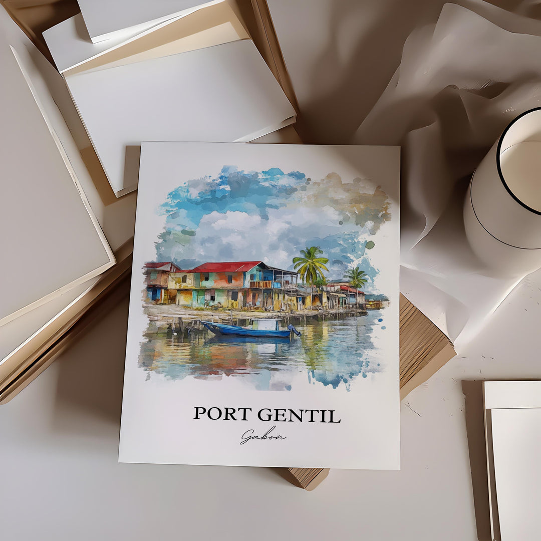 Port-Gentil, Gabon – Watercolor Art Print