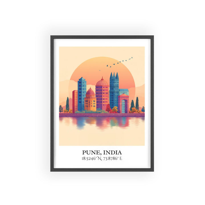 Pune India Art, Pune Retro Travel Art, Pune India Home Decor, India Gift, India Travel Art, Travel Prints, Housewarming Gift