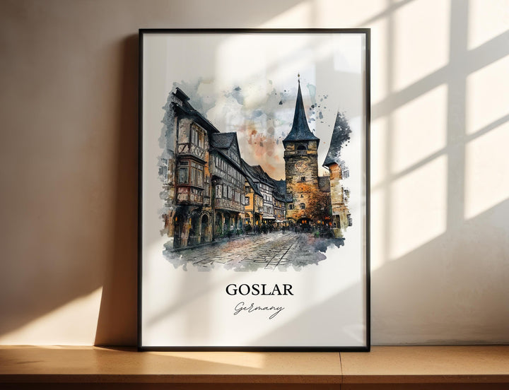 Goslar Germany Wall Art, Harz Mountains Print, Germany Watercolor Art, Goslar Gift, Travel Print, Travel Poster, Housewarming Gift