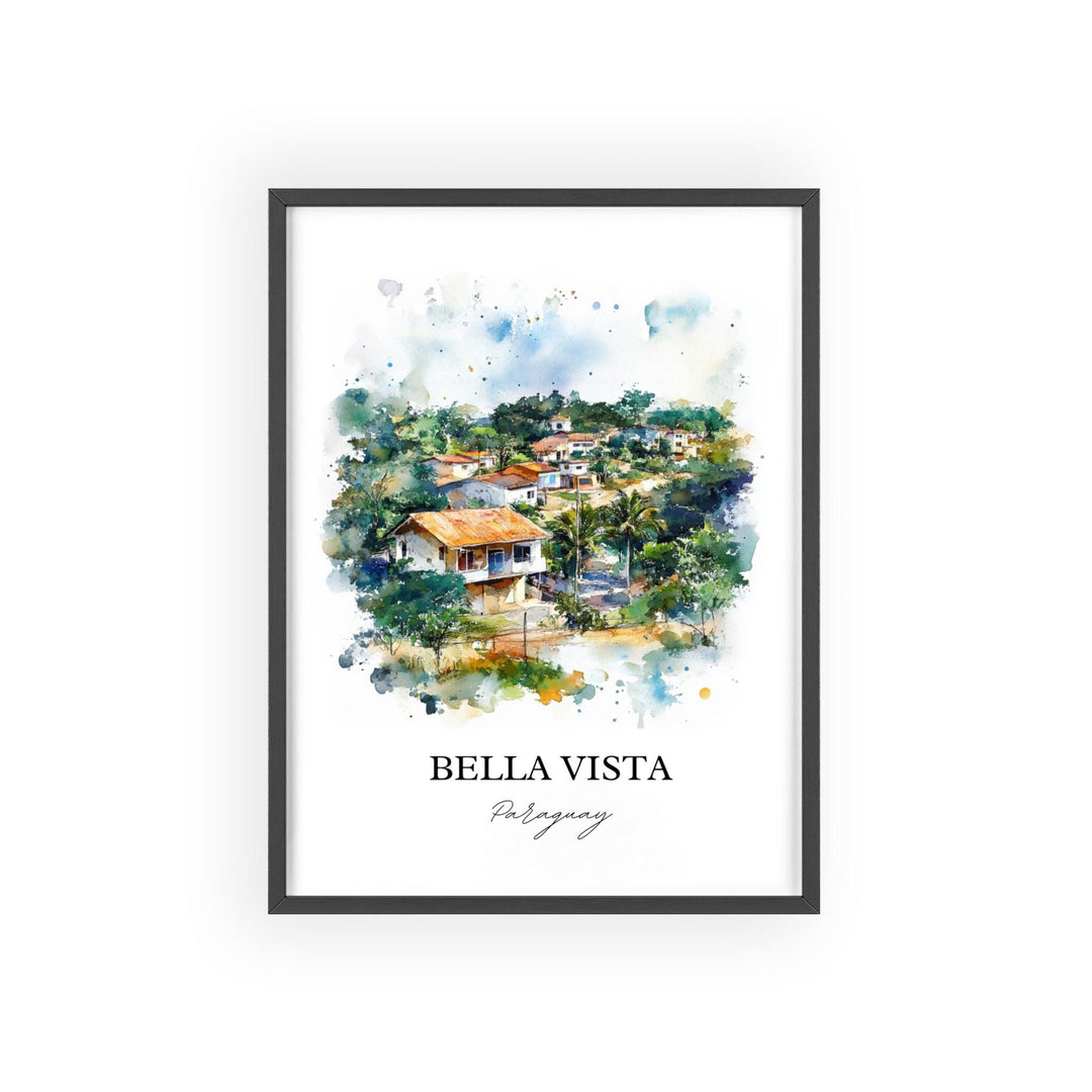 Bella Vista Paraguay Wall Art, Bella Vista Print, Paraguay Watercolor Art, Paraguay Gift, Travel Print, Travel Poster, Housewarming Gift