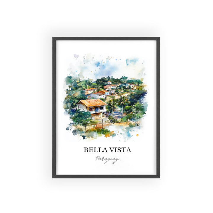 Bella Vista Paraguay Wall Art, Bella Vista Print, Paraguay Watercolor Art, Paraguay Gift, Travel Print, Travel Poster, Housewarming Gift