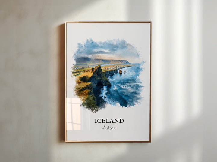 Iceland Wall Art, Iceland Print, Iceland Watercolor Art, Iceland Gift, Travel Print, Travel Poster, Housewarming Gift