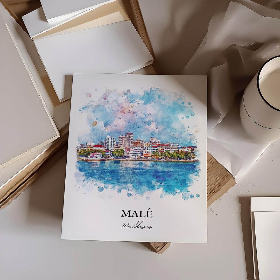 Malé Maldives Wall Art, Malé Print, Maldives Watercolor Art, Malé Maldives Gift, Travel Print, Travel Poster, Housewarming Gift