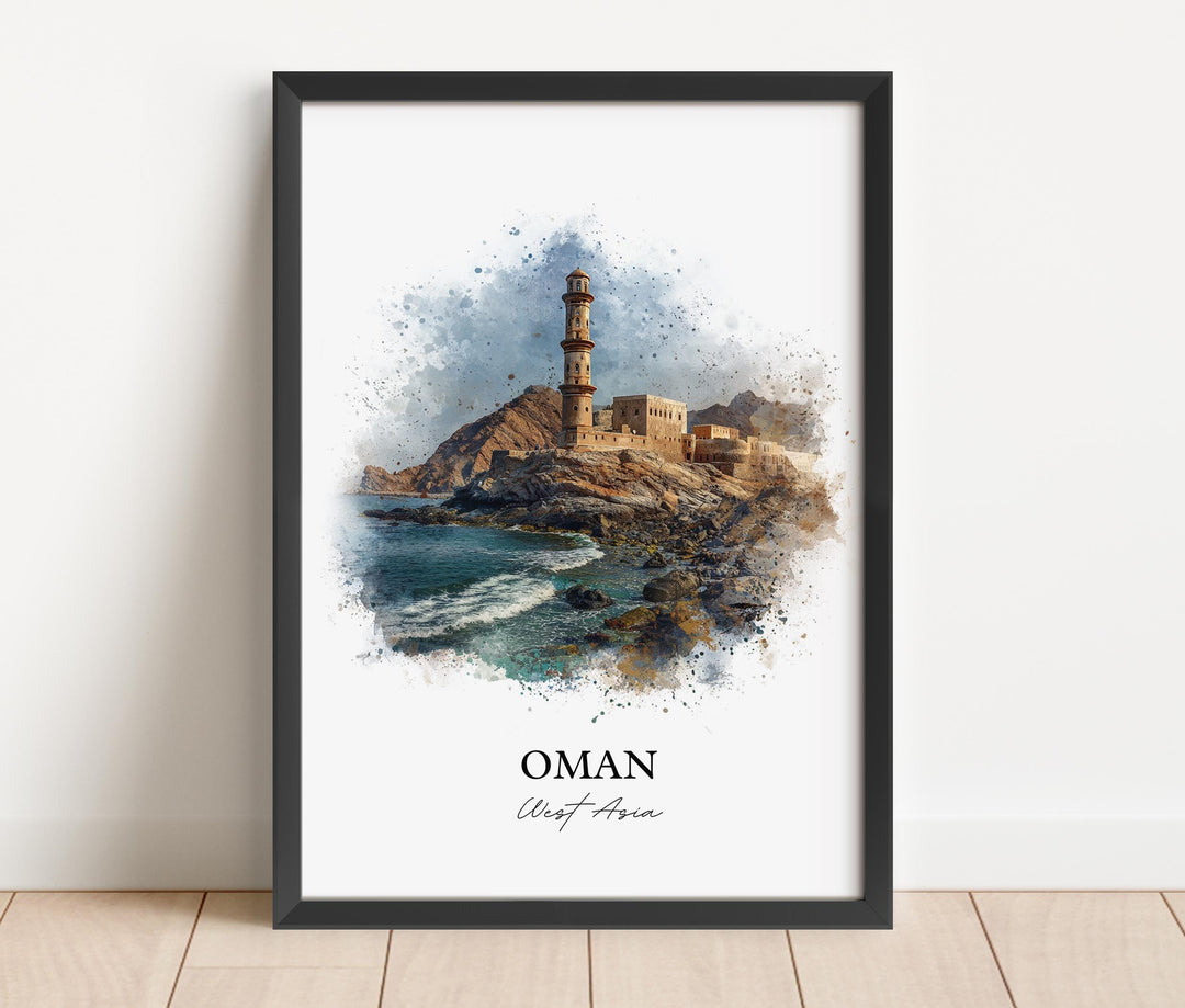 Oman Wall Art, Oman Print, Oman Watercolor Art, Oman Country Gift, Travel Print, Travel Poster, Housewarming Gift