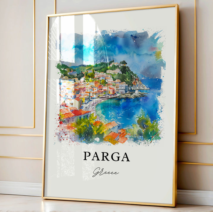 Parga Greece Wall Art, Parga Print, Parga Greece Watercolor, Parga Epirus Gift,