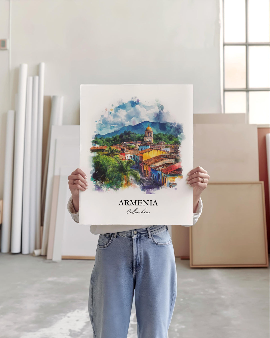 Armenia Colombia Wall Art, Quindío Print, Colombia Watercolor Art, Armenia Colombia Gift, Travel Print, Travel Poster, Housewarming Gift