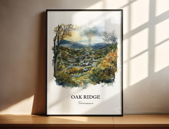 Oak Ridge TN Wall Art, Anderson County Print, Tennessee Watercolor Art, Oak Ridge Gift, Travel Print, Travel Poster, Housewarming Gift
