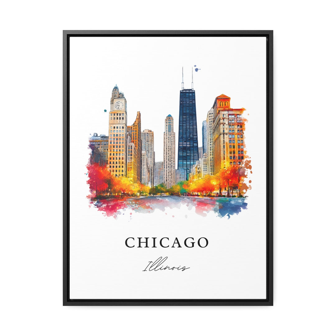 Chicago IL Wall Art, Chicago Print, Chicago Watercolor Art, Chicago Skyline Gift, Travel Print, Chicago Travel Poster, Housewarming Gift