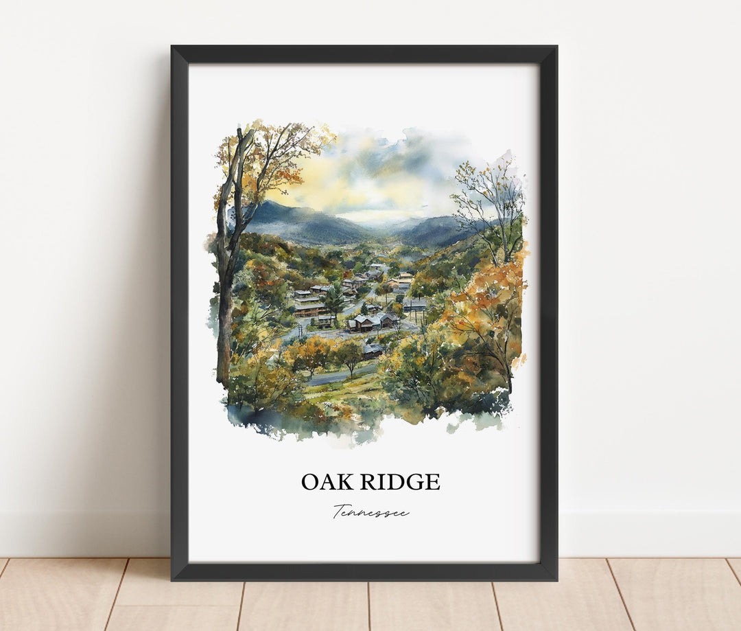 Oak Ridge TN Wall Art, Anderson County Print, Tennessee Watercolor Art, Oak Ridge Gift, Travel Print, Travel Poster, Housewarming Gift